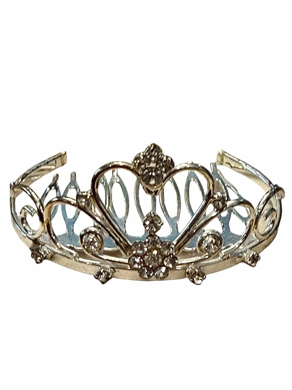 Tiara Hair Comb‎ Silver Tone Faux Rhinestone Quinceanera Play Doll Princess